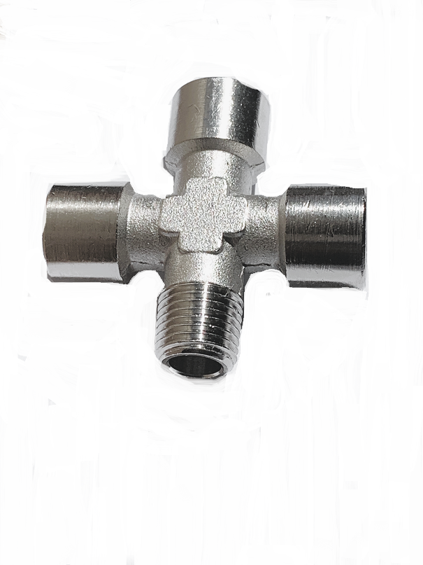 TRÓJNIK 3/8" T 1x3/8 GW - 2xGZ 3/8 ROZDZIELACZ GW/GZ 1/4" MOSIĄDZ NIKLOWANY