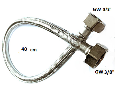 WĄŻ 40 cm WW 3/8x3/8 WĘŻYK GW W OPLOCIE PRZYŁĄCZE WODY ELASTYCZNY DIAMOND PL