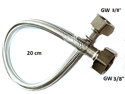 WĄŻ 20 cm WW 3/8x3/8 WĘŻYK GW W OPLOCIE PRZYŁĄCZE WODY ELASTYCZNY DIAMOND PL