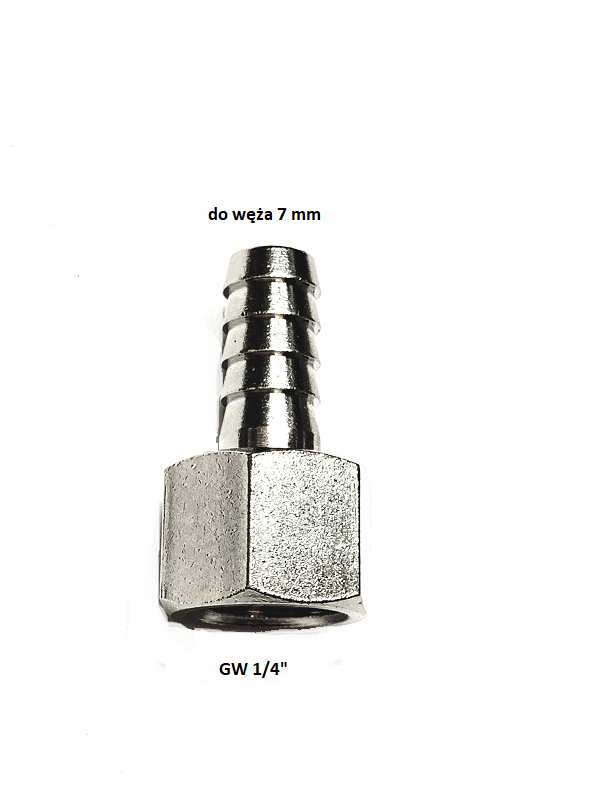 KRÓCIEC GW 1/4" -7 mm CHOINKA KOŃCÓWKA 1/4 GW DO WĘŻA 7 mm WTYK NIKLOWANA