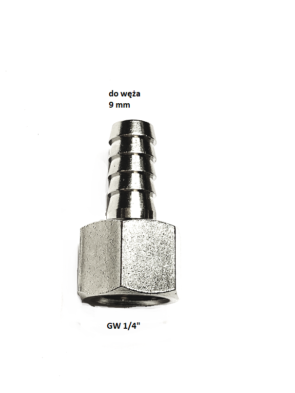 KRÓCIEC GW 1/4" -9 mm CHOINKA KOŃCÓWKA 1/4 GW DO WĘŻA 9 mm WTYK NIKLOWANA