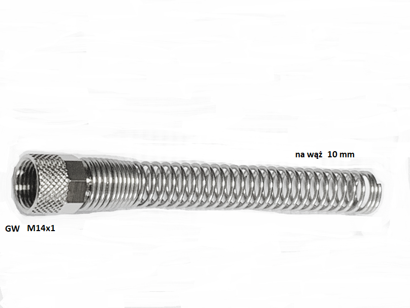 Sprężyna GW M14x1 na wąż 10 mm ochronna zapobiegająca załamaniu z nakrętką