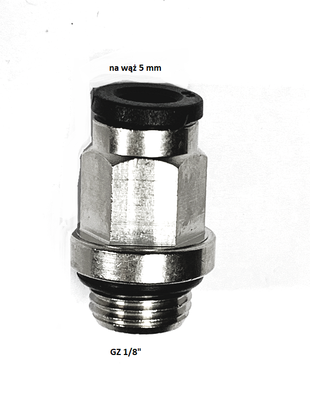 ZŁĄCZKA GZ 1/8-5 mm PROSTA ŁĄCZNIK AUTO WTYKOWA ZZ 1/8 NA WĄŻ 5 NIKLOWANA