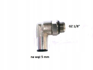 Złączka kątowa auto GZ 1/8 na wąż 5mm pneumatyczna